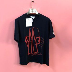 Moncler Men Red Printed Dark Navy T-Shirt L